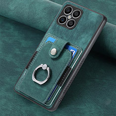 Coque Silicone Gel Motif Cuir Housse Etui SD1 pour Huawei Honor X8 4G Vert