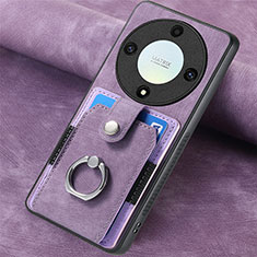 Coque Silicone Gel Motif Cuir Housse Etui SD1 pour Huawei Honor X9a 5G Violet Clair