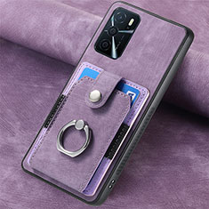 Coque Silicone Gel Motif Cuir Housse Etui SD1 pour Oppo A16 Violet Clair