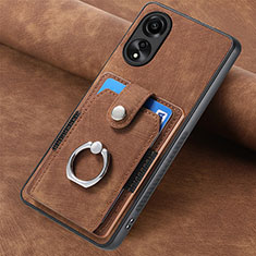 Coque Silicone Gel Motif Cuir Housse Etui SD1 pour Oppo A78 4G Marron