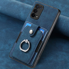 Coque Silicone Gel Motif Cuir Housse Etui SD1 pour Oppo A93 5G Bleu