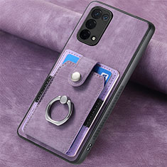 Coque Silicone Gel Motif Cuir Housse Etui SD1 pour Oppo A93 5G Violet Clair