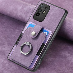 Coque Silicone Gel Motif Cuir Housse Etui SD1 pour Oppo A94 5G Violet Clair