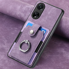 Coque Silicone Gel Motif Cuir Housse Etui SD1 pour Oppo A98 5G Violet Clair