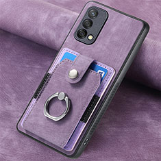 Coque Silicone Gel Motif Cuir Housse Etui SD1 pour Oppo F19 Violet Clair