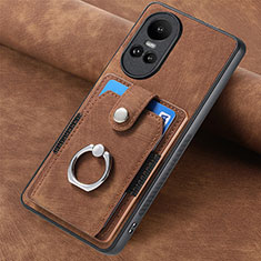 Coque Silicone Gel Motif Cuir Housse Etui SD1 pour Oppo Reno10 5G Marron