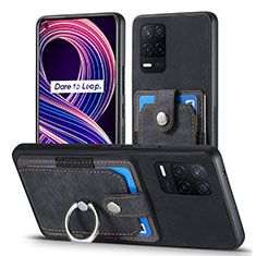 Coque Silicone Gel Motif Cuir Housse Etui SD1 pour Realme 8s 5G Noir