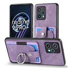 Coque Silicone Gel Motif Cuir Housse Etui SD1 pour Realme 9 4G Violet Clair