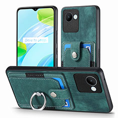 Coque Silicone Gel Motif Cuir Housse Etui SD1 pour Realme C30 Vert