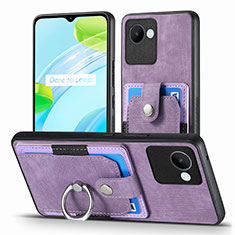 Coque Silicone Gel Motif Cuir Housse Etui SD1 pour Realme C30 Violet Clair