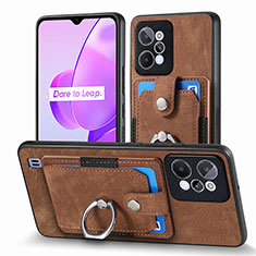 Coque Silicone Gel Motif Cuir Housse Etui SD1 pour Realme C31 Marron