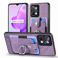 Coque Silicone Gel Motif Cuir Housse Etui SD1 pour Realme C31 Violet Clair