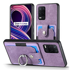 Coque Silicone Gel Motif Cuir Housse Etui SD1 pour Realme Q3 5G Violet Clair