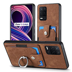 Coque Silicone Gel Motif Cuir Housse Etui SD1 pour Realme Q3i 5G Marron