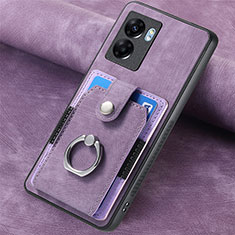 Coque Silicone Gel Motif Cuir Housse Etui SD1 pour Realme V23 5G Violet Clair