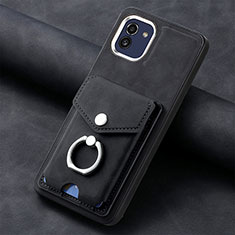 Coque Silicone Gel Motif Cuir Housse Etui SD1 pour Samsung Galaxy A03 Noir