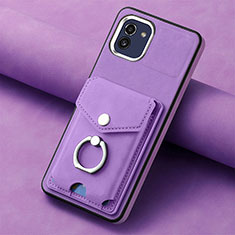 Coque Silicone Gel Motif Cuir Housse Etui SD1 pour Samsung Galaxy A03 Violet