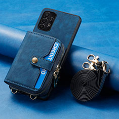 Coque Silicone Gel Motif Cuir Housse Etui SD1 pour Samsung Galaxy A32 5G Bleu