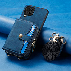 Coque Silicone Gel Motif Cuir Housse Etui SD1 pour Samsung Galaxy M12 Bleu