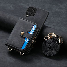 Coque Silicone Gel Motif Cuir Housse Etui SD1 pour Samsung Galaxy M12 Noir