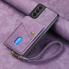 Coque Silicone Gel Motif Cuir Housse Etui SD1 pour Samsung Galaxy S25 Plus 5G Violet Clair