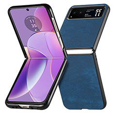 Coque Silicone Gel Motif Cuir Housse Etui SD11 pour Motorola Moto Razr 40 5G Bleu