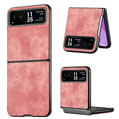 Coque Silicone Gel Motif Cuir Housse Etui SD11 pour Motorola Moto Razr 40 Ultra 5G Rose