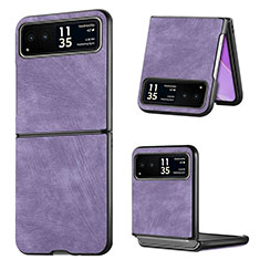 Coque Silicone Gel Motif Cuir Housse Etui SD11 pour Motorola Moto Razr 40 Ultra 5G Violet Clair