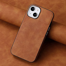 Coque Silicone Gel Motif Cuir Housse Etui SD13 pour Apple iPhone 14 Plus Marron