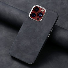 Coque Silicone Gel Motif Cuir Housse Etui SD13 pour Apple iPhone 14 Pro Max Noir