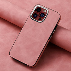 Coque Silicone Gel Motif Cuir Housse Etui SD13 pour Apple iPhone 15 Pro Max Rose