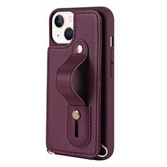 Coque Silicone Gel Motif Cuir Housse Etui SD14 pour Apple iPhone 14 Plus Vin Rouge