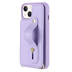 Coque Silicone Gel Motif Cuir Housse Etui SD14 pour Apple iPhone 15 Violet