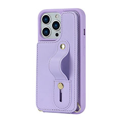 Coque Silicone Gel Motif Cuir Housse Etui SD14 pour Apple iPhone 16 Pro Max Violet