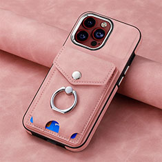 Coque Silicone Gel Motif Cuir Housse Etui SD15 pour Apple iPhone 14 Pro Rose