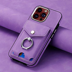 Coque Silicone Gel Motif Cuir Housse Etui SD15 pour Apple iPhone 14 Pro Violet Clair