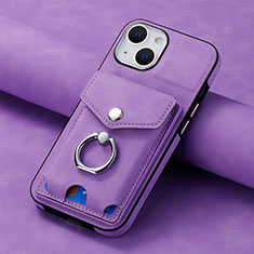 Coque Silicone Gel Motif Cuir Housse Etui SD15 pour Apple iPhone 14 Violet Clair