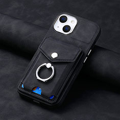 Coque Silicone Gel Motif Cuir Housse Etui SD15 pour Apple iPhone 15 Noir