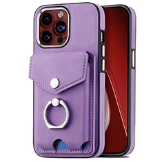 Coque Silicone Gel Motif Cuir Housse Etui SD16 pour Apple iPhone 13 Pro Violet Clair