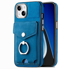 Coque Silicone Gel Motif Cuir Housse Etui SD16 pour Apple iPhone 14 Bleu