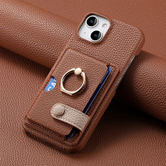 Coque Silicone Gel Motif Cuir Housse Etui SD17 pour Apple iPhone 13 Marron