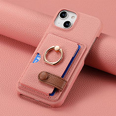 Coque Silicone Gel Motif Cuir Housse Etui SD17 pour Apple iPhone 14 Plus Or Rose