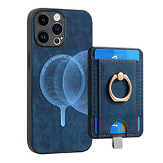 Coque Silicone Gel Motif Cuir Housse Etui SD17 pour Apple iPhone 14 Pro Bleu