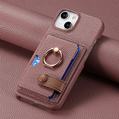 Coque Silicone Gel Motif Cuir Housse Etui SD17 pour Apple iPhone 15 Brun Clair