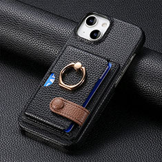 Coque Silicone Gel Motif Cuir Housse Etui SD17 pour Apple iPhone 15 Noir