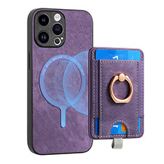 Coque Silicone Gel Motif Cuir Housse Etui SD17 pour Apple iPhone 16 Pro Violet Clair