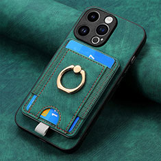 Coque Silicone Gel Motif Cuir Housse Etui SD18 pour Apple iPhone 15 Pro Max Vert