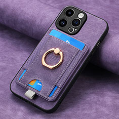 Coque Silicone Gel Motif Cuir Housse Etui SD18 pour Apple iPhone 16 Pro Max Violet Clair