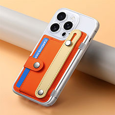Coque Silicone Gel Motif Cuir Housse Etui SD19 pour Apple iPhone 15 Pro Max Orange