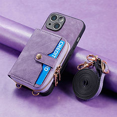 Coque Silicone Gel Motif Cuir Housse Etui SD2 pour Apple iPhone 13 Violet Clair